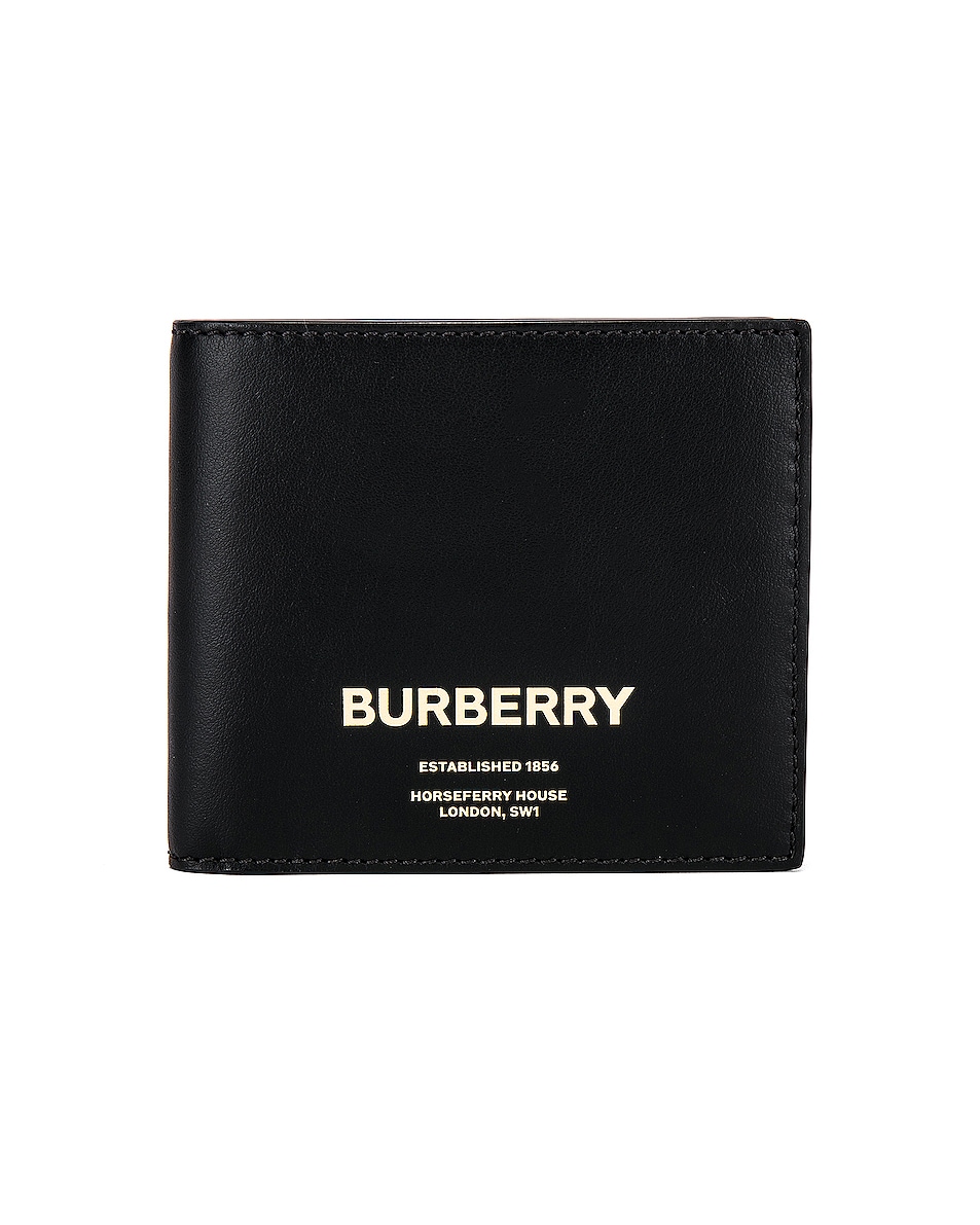 Image 1 of Burberry Billfold Print Wallet in Black