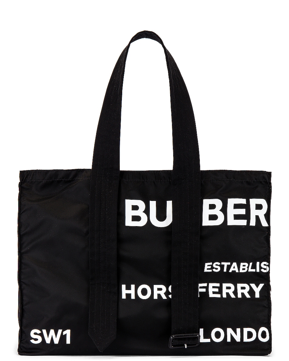 Image 1 of Burberry Print Tote Bag in Black & White