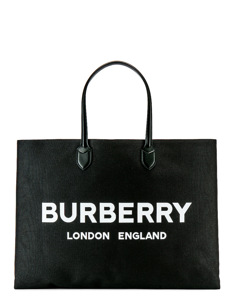 Image 1 of Burberry Large Leather Tote Bag in Black