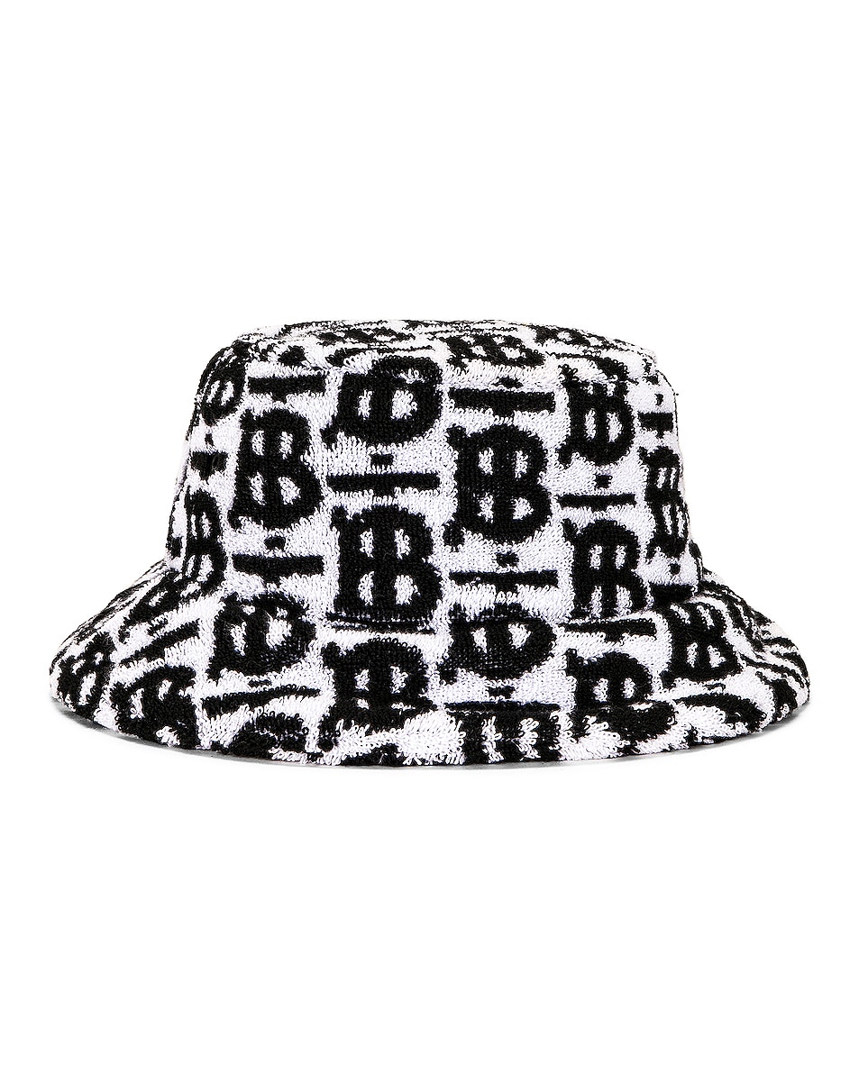 Image 1 of Burberry Towel Bucket Hat in Black & White Pattern