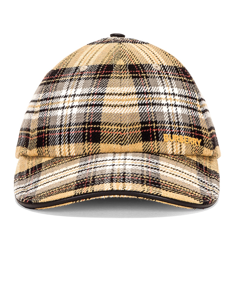 Image 1 of Burberry Baseball Japanese Check Hat in Yellow Check