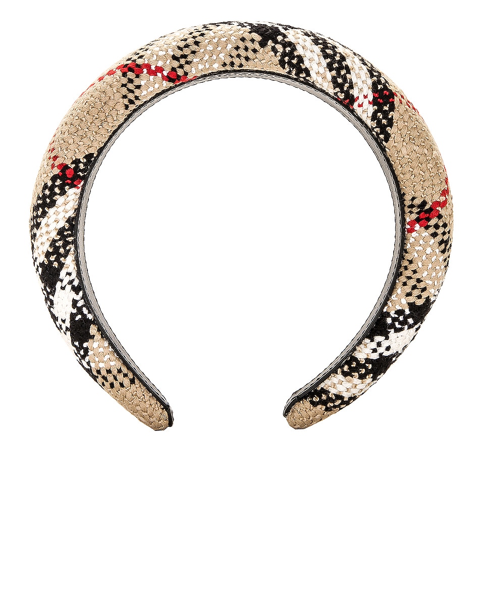 Image 1 of Burberry Tweed Headband in Archive Beige Check