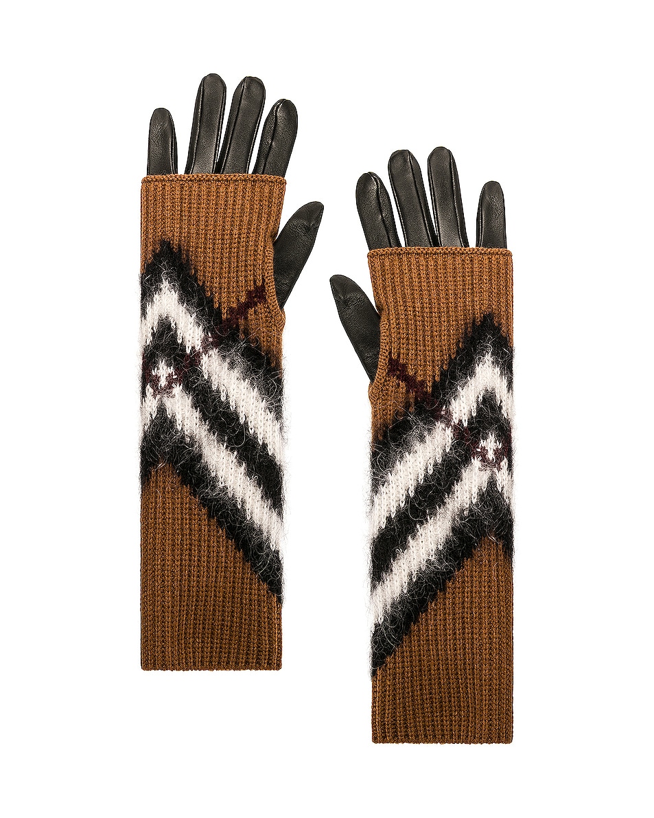 Image 1 of Burberry Chevron Glove in Dark Birch Brown
