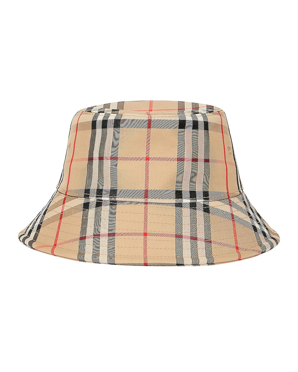 Image 1 of Burberry Check Bucket Hat in Archive Beige