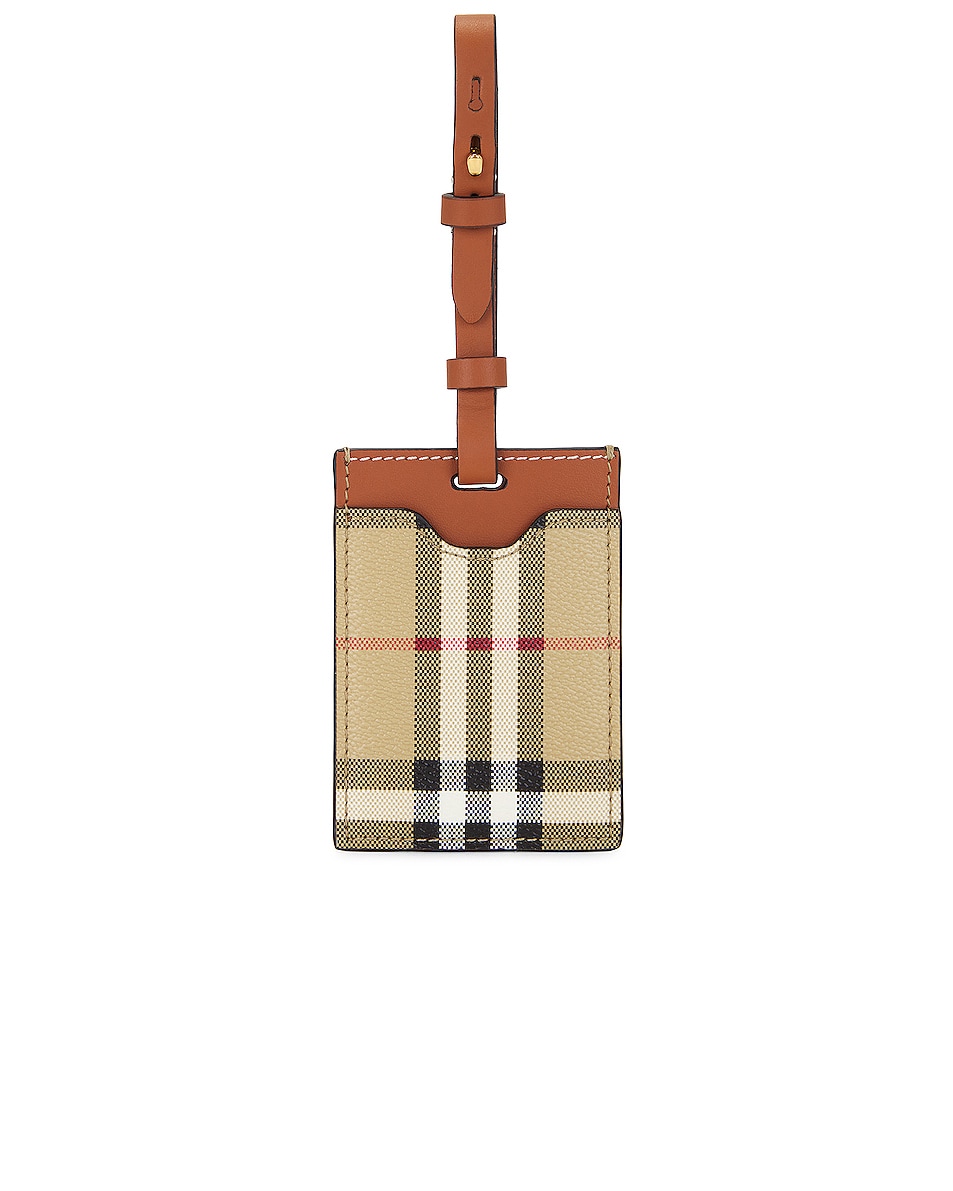 Image 1 of Burberry Patterned Luggage Tag in Archive Beige
