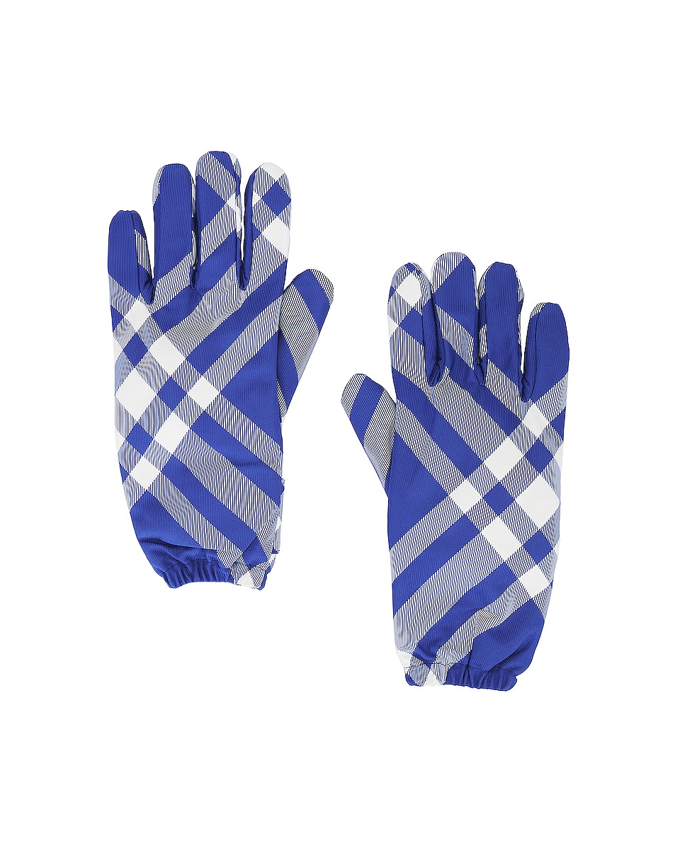 Image 1 of Burberry Tri Bar Check Cold Weather Nylon Gloves in Knight
