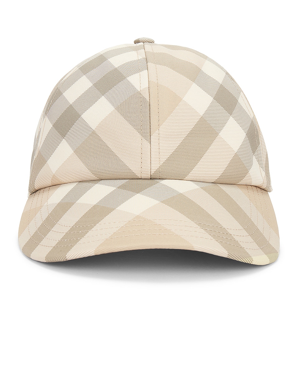 Image 1 of Burberry Washed Check Baseball Hat in Flax