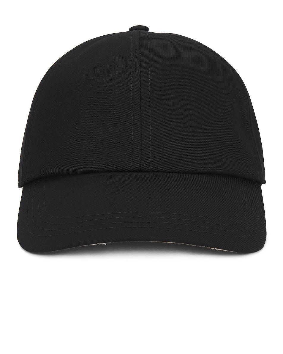 Image 1 of Burberry Check Lined Baseball Hat in Black