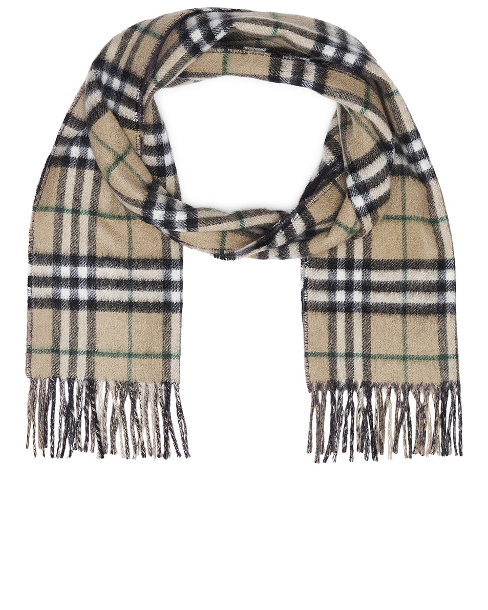 Image 1 of Burberry Double Face Scarf in Linden & Off Black