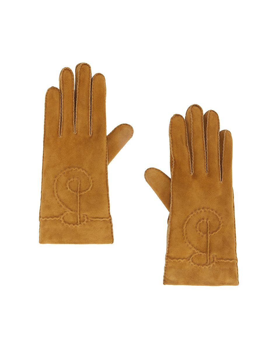 Image 1 of Burberry Suede Gloves in Teddy