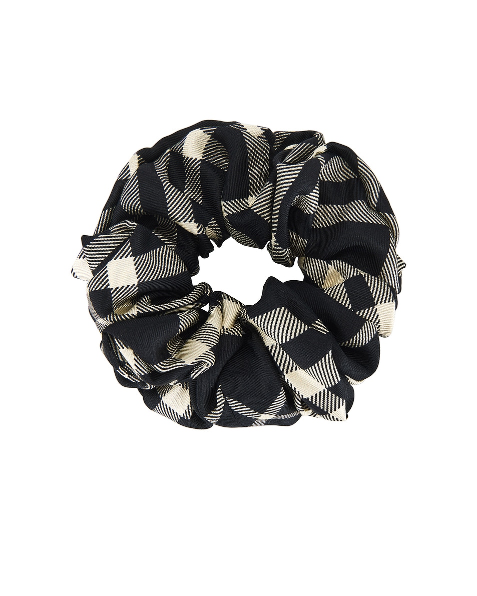 Image 1 of Burberry Scrunchie With Charm in Black & Calico Ip Check