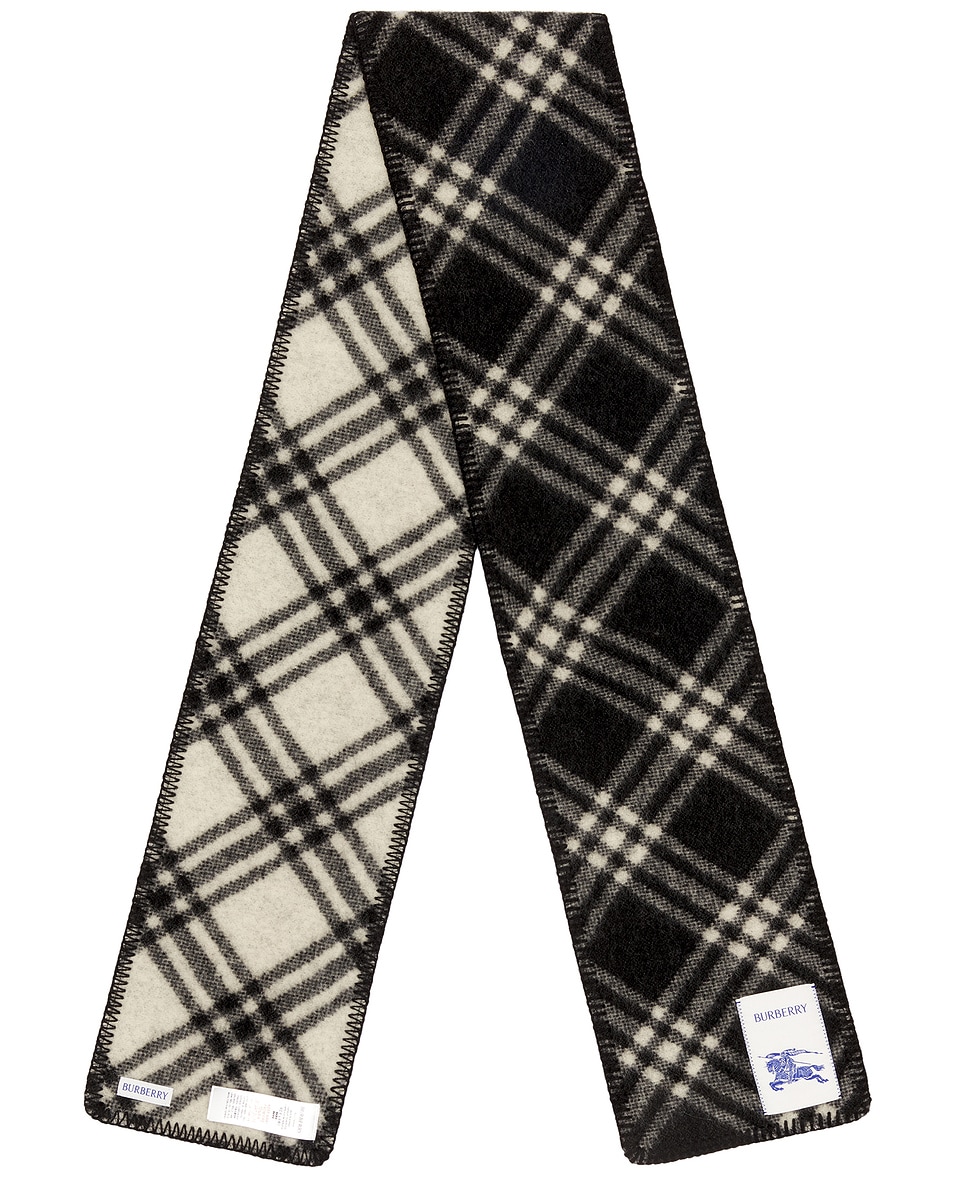 Image 1 of Burberry Narrow Tri Bar Scarf in Black