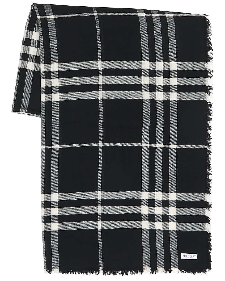 Image 1 of Burberry Giant Scarf in Black & Calico IP Check