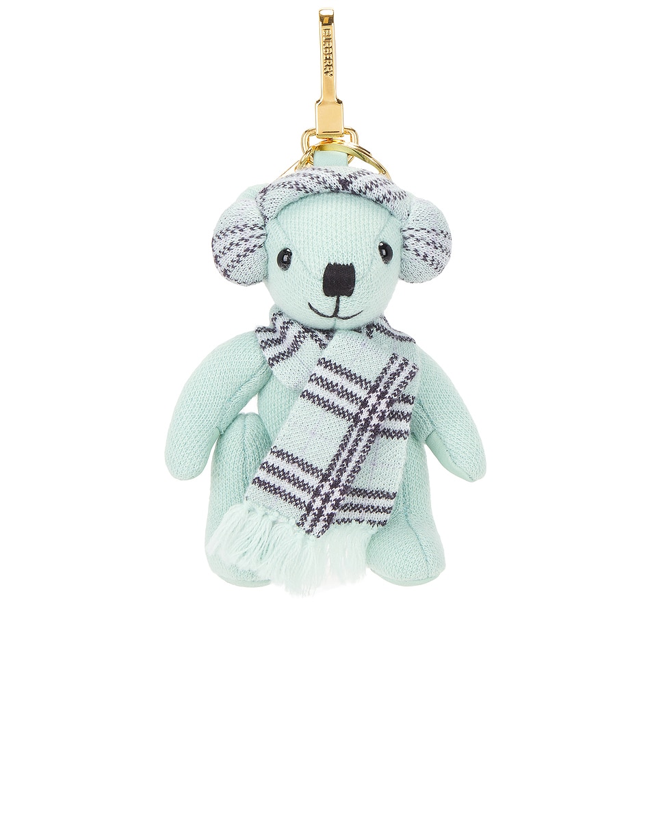 Image 1 of Burberry Thomas Scarf Earmuff Charm in Seafoam Green