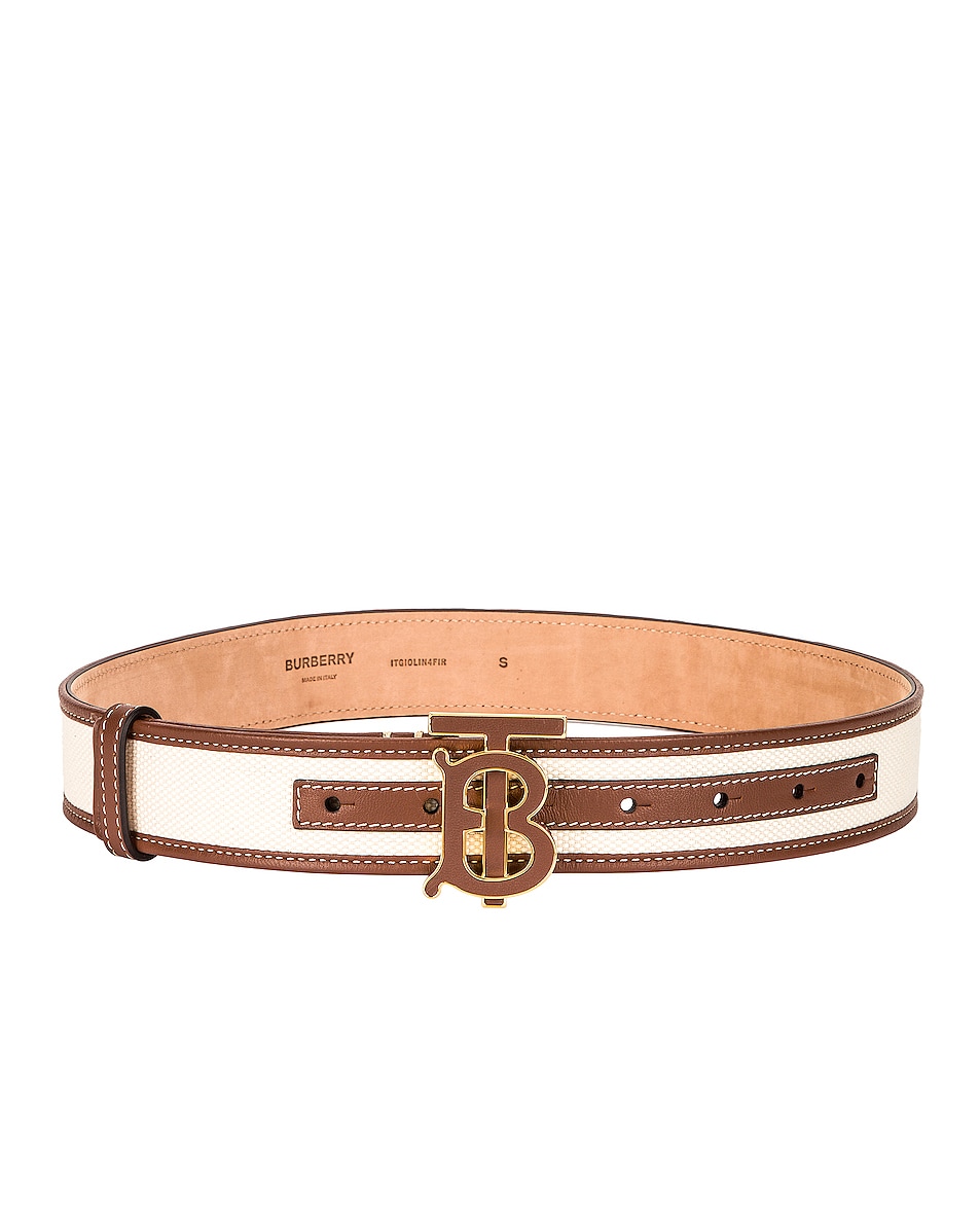 Image 1 of Burberry TB Horseferry Canvas Belt in Natural