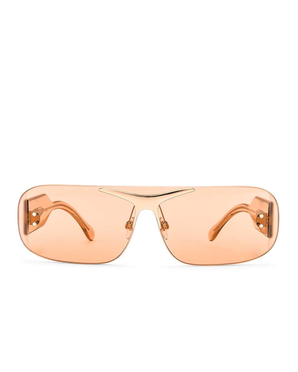 Image 1 of Burberry Acetate Rectangular Sunglasses in Brown & Light Gold