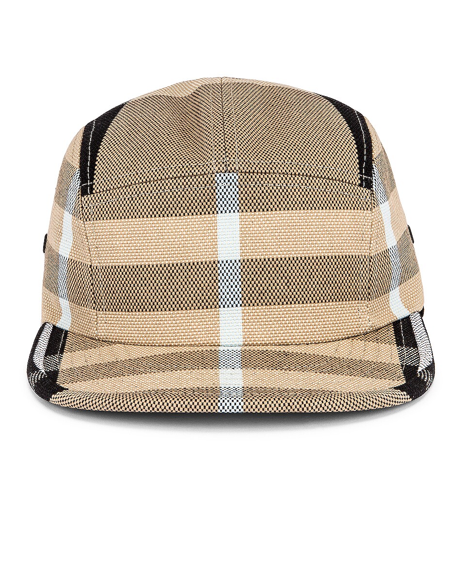 Image 1 of Burberry TB Check Camp Cap in Dusty Sand