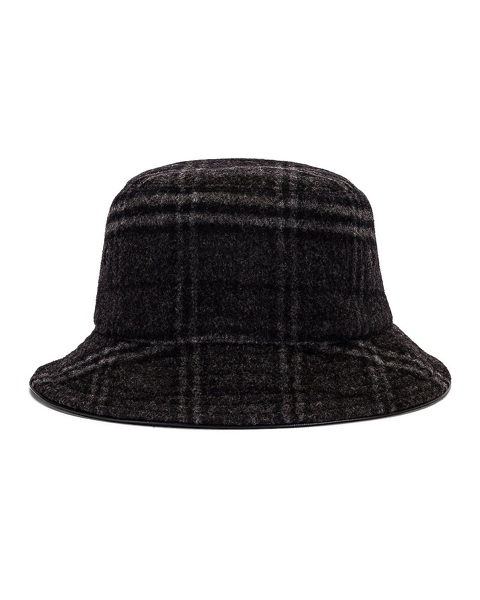 Image 1 of Burberry Wool Check Bucket Hat in Charcoal Grey