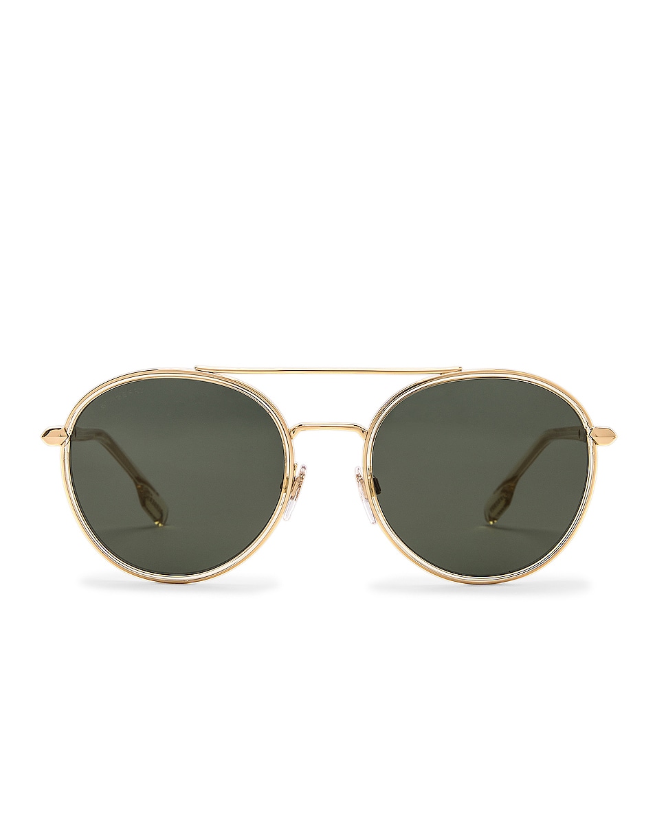 Image 1 of Burberry Ivy Sunglasses in Light Gold & Dark Green