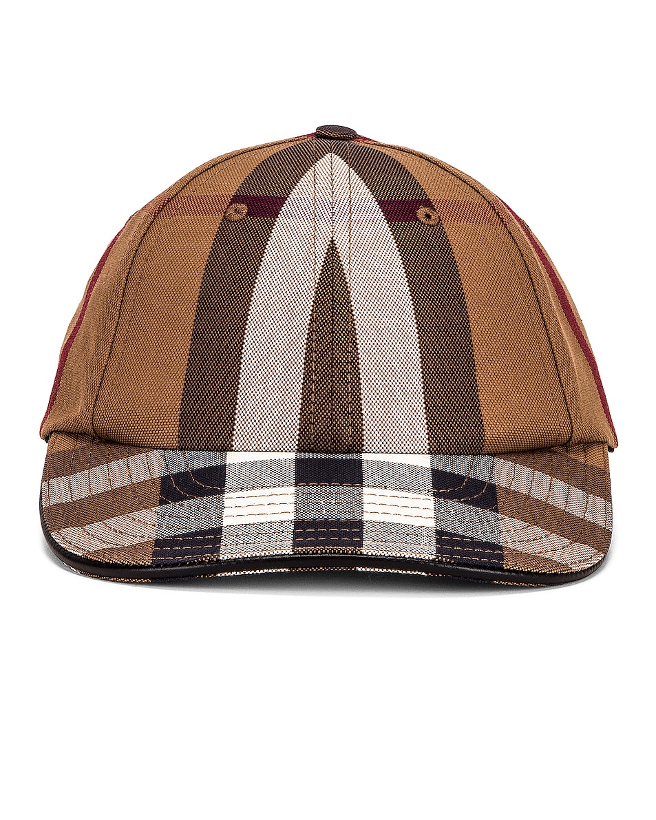 Image 1 of Burberry Check Baseball Cap in Birch Brown