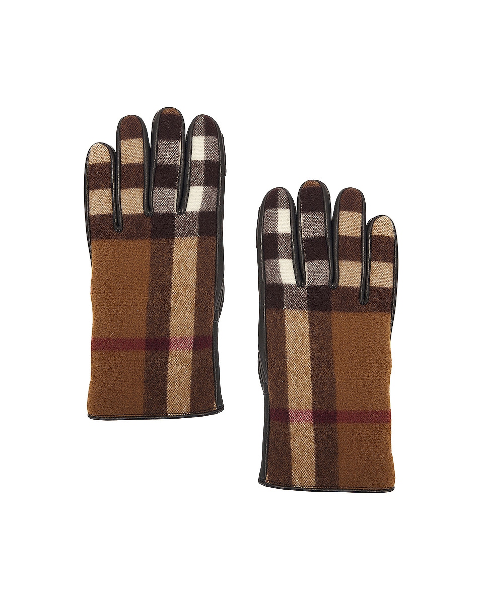 Image 1 of Burberry Gabriel Icon Stripe Gloves in Birch Brown