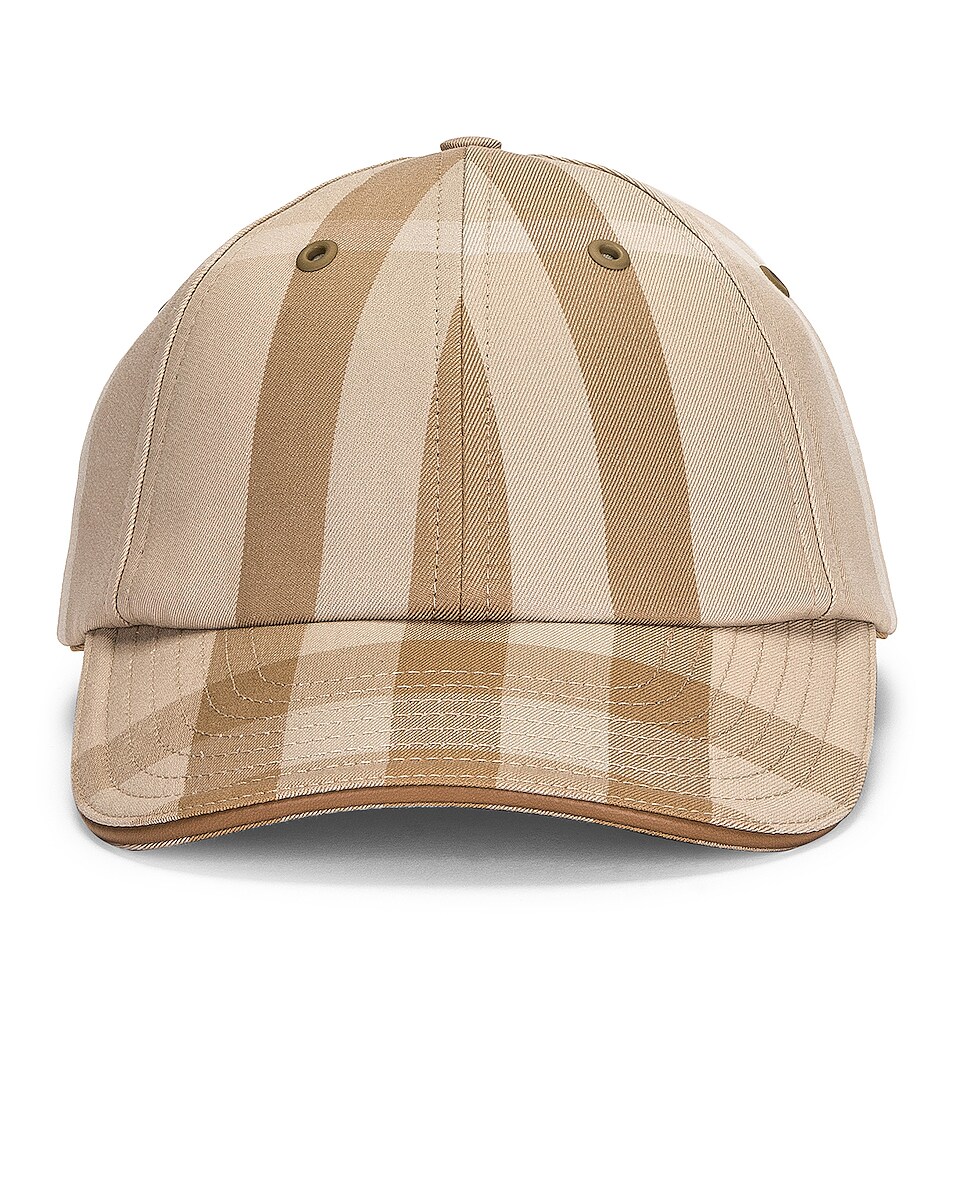 Image 1 of Burberry Fawn Check Baseball Cap in Soft Fawn