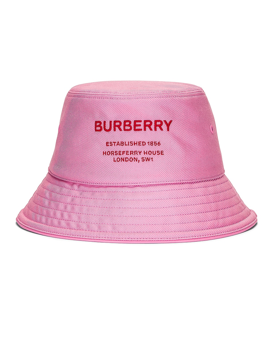 Image 1 of Burberry Establishment Embroidery Bucket Hat in Primrose Pink
