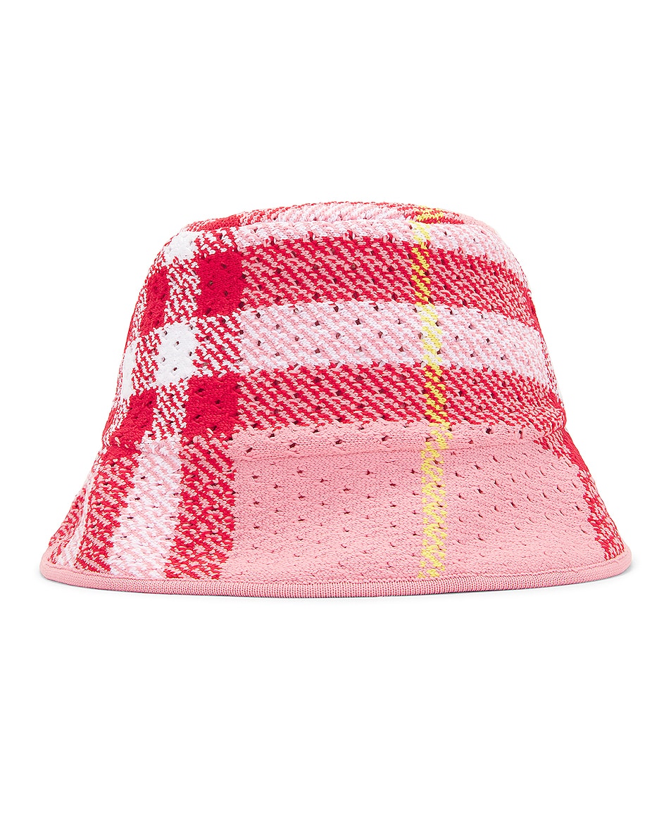 Image 1 of Burberry Knitted Check Bucket Hat in Pink Check