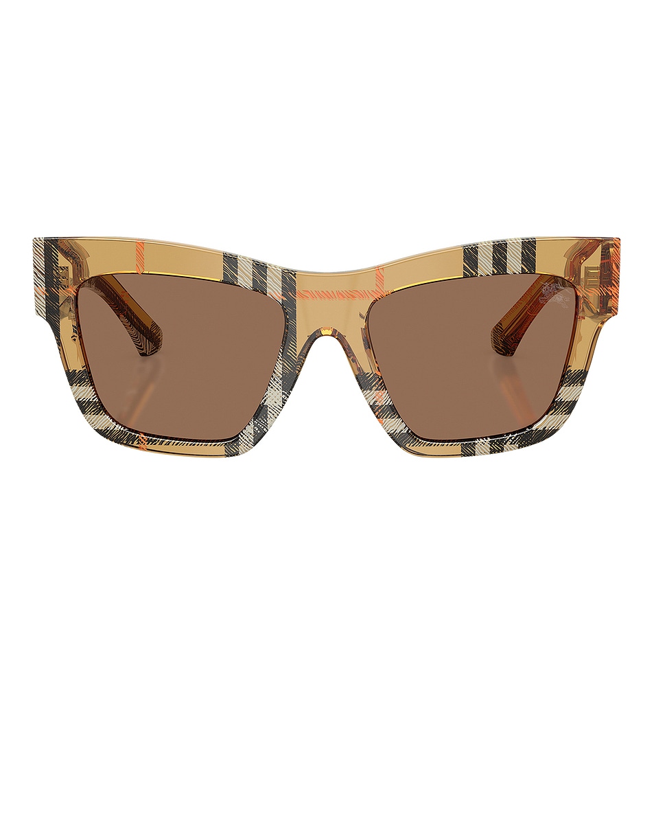 Image 1 of Burberry Check Square Sunglasses in Check Sand