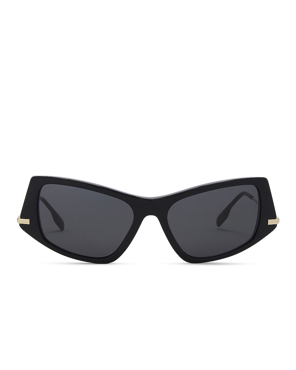 Image 1 of Burberry Rectangle Sunglasses in Black & Light Gold