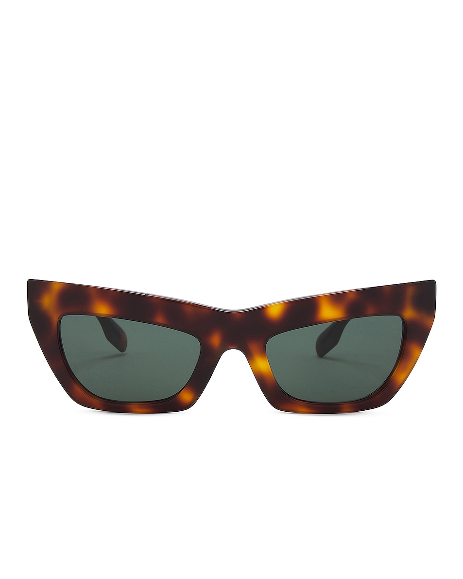 Image 1 of Burberry Cat Eye Sunglasses in Light Havana & Dark Green