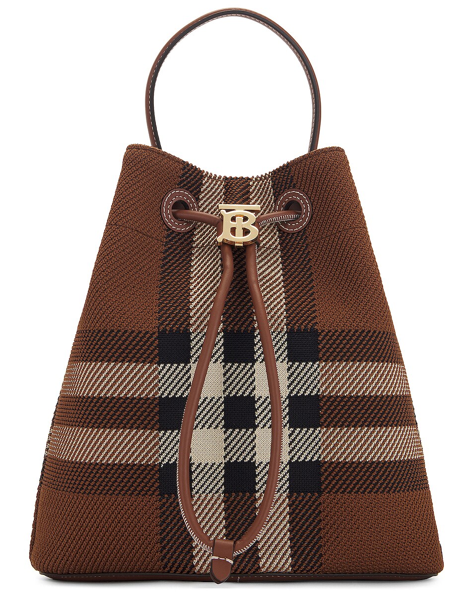 Image 1 of Burberry Drawstring Bucket Bag in Dark Birch Brown