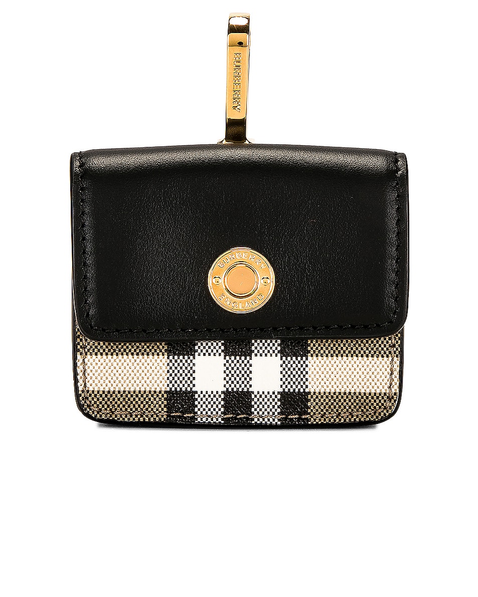 Image 1 of Burberry Hampshire Airpod Case in Beige & Black