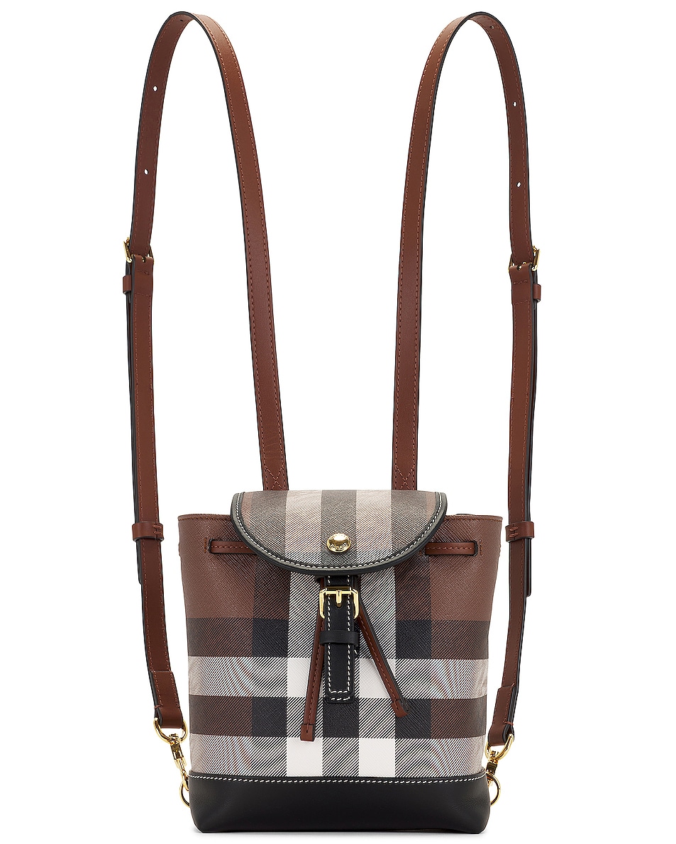 Image 1 of Burberry Micro Check Backpack in Dark Birch Brown