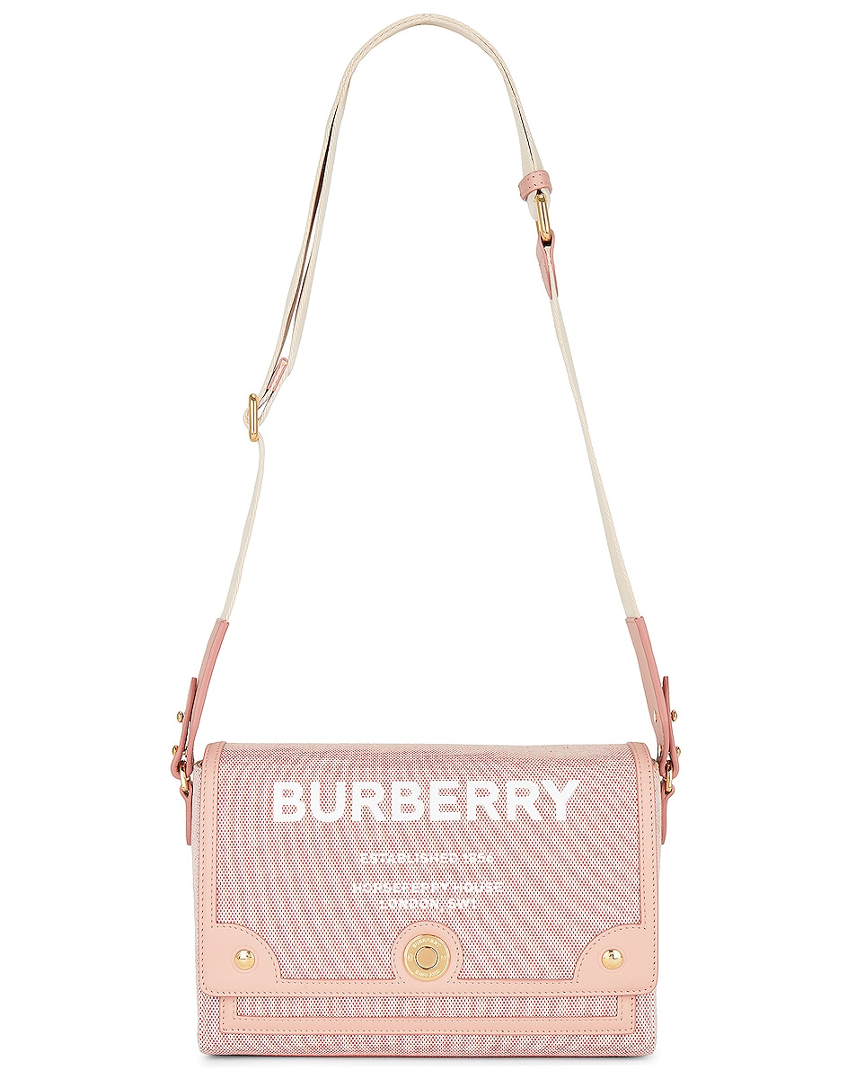 Image 1 of Burberry Medium Note Crossbody Bag in Bright Red Dusty Pink