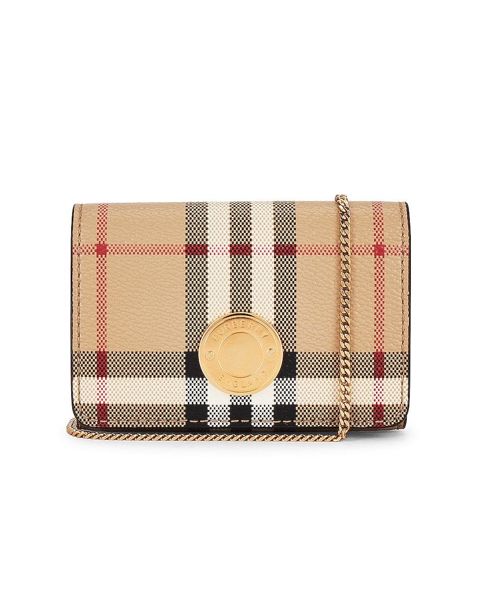 Image 1 of Burberry Compact Card Case in Archive Beige Vintage Check