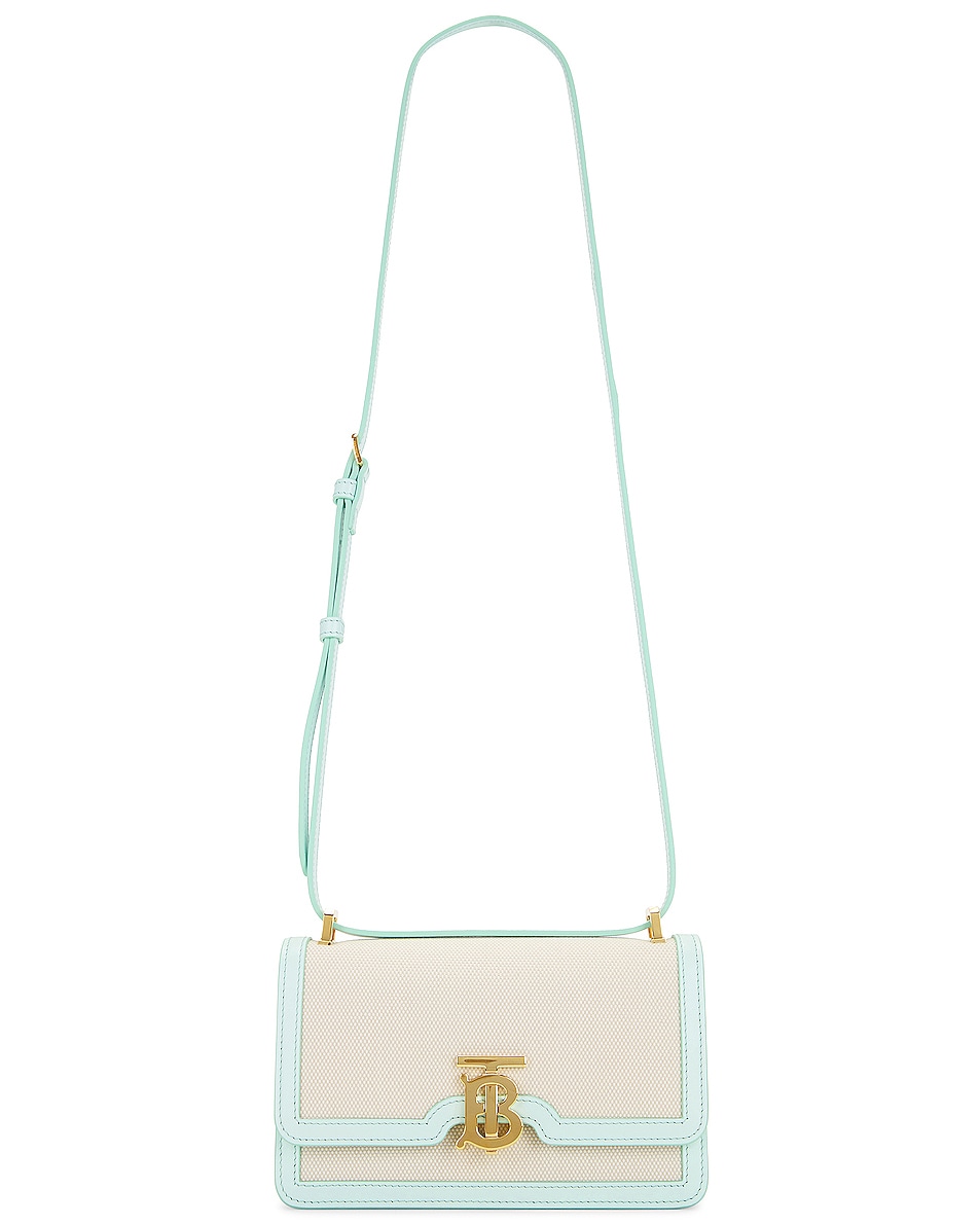 Image 1 of Burberry Mini TB Elongated Bag in Natural & Cool Mint
