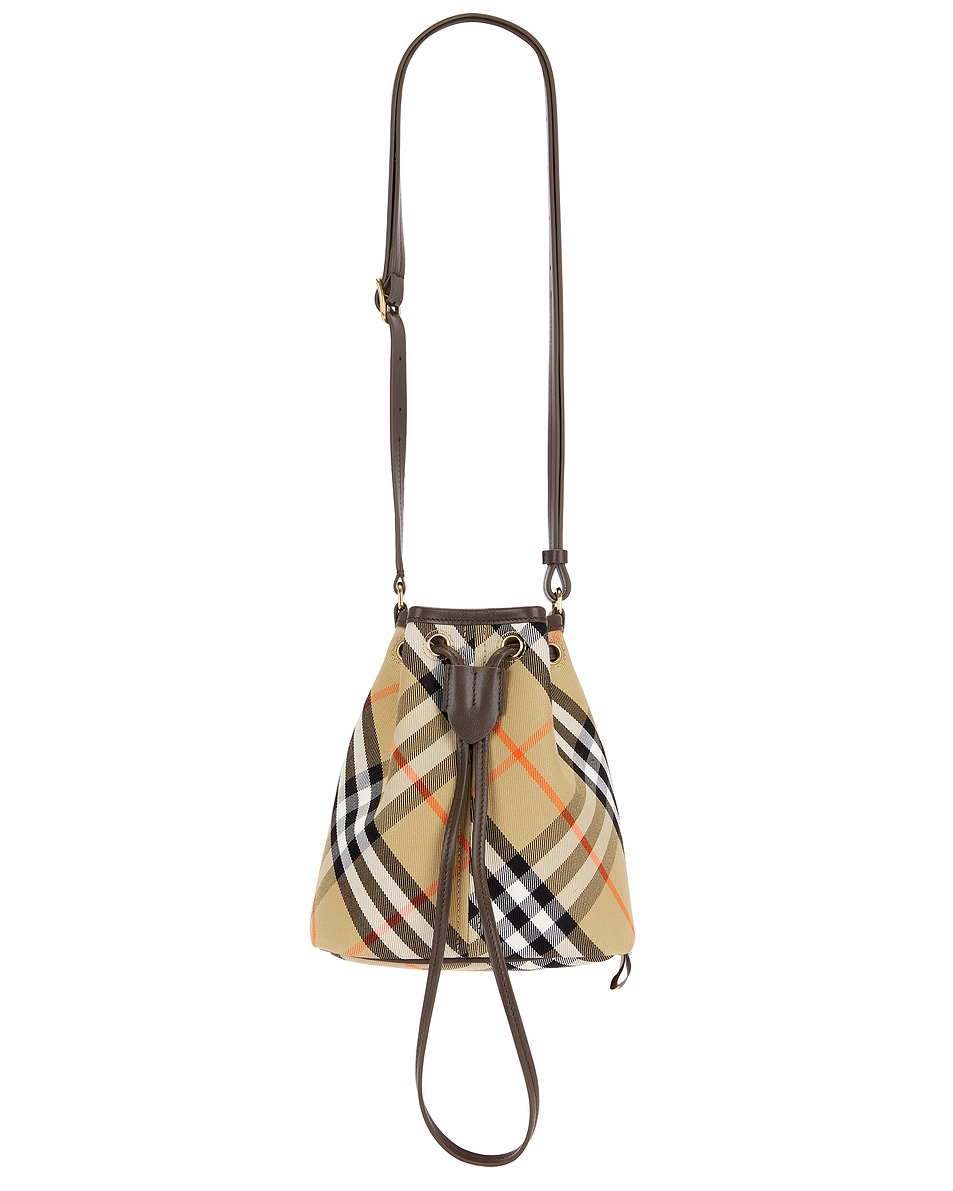 Image 1 of Burberry Mini Drawstring Bucket Bag in Sand