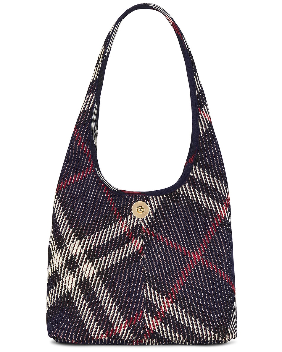 Image 1 of Burberry Small Knit Hobo Bag in Marine