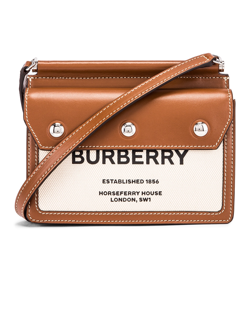 Image 1 of Burberry Baby Title Pocket Bag in Natural & Malt Brown