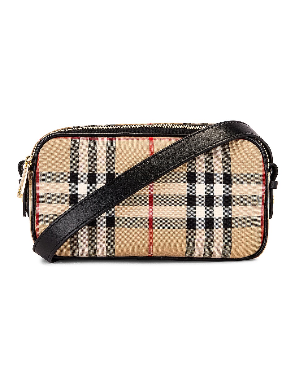 Image 1 of Burberry Micro Vintage Check Camera Bag in Archive Beige