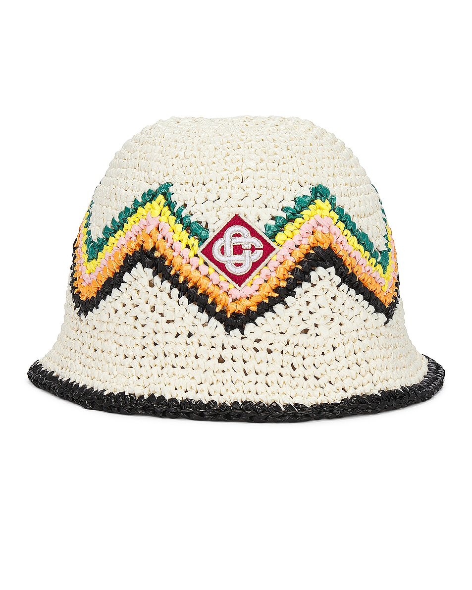 Image 1 of Casablanca Raffia Crochet Hat in White