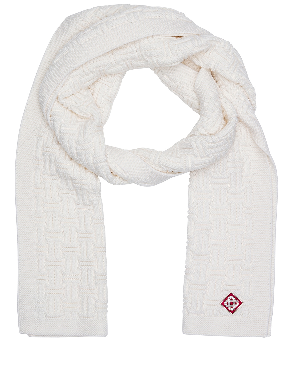 Image 1 of Casablanca Column Stitch Scarf in White