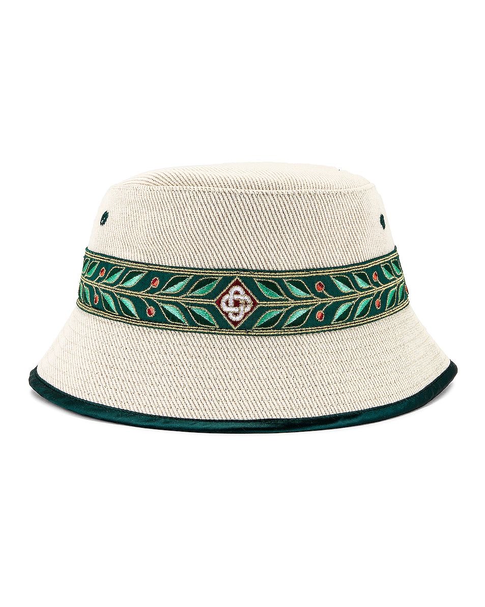 Image 1 of Casablanca Laurel Bucket Hat in Natural in Off White