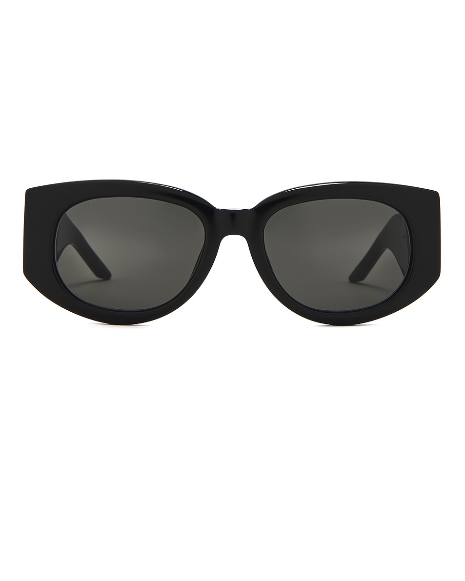 Image 1 of Casablanca Acetate Metal Oval Wave Sunglasses in Black & Yellow