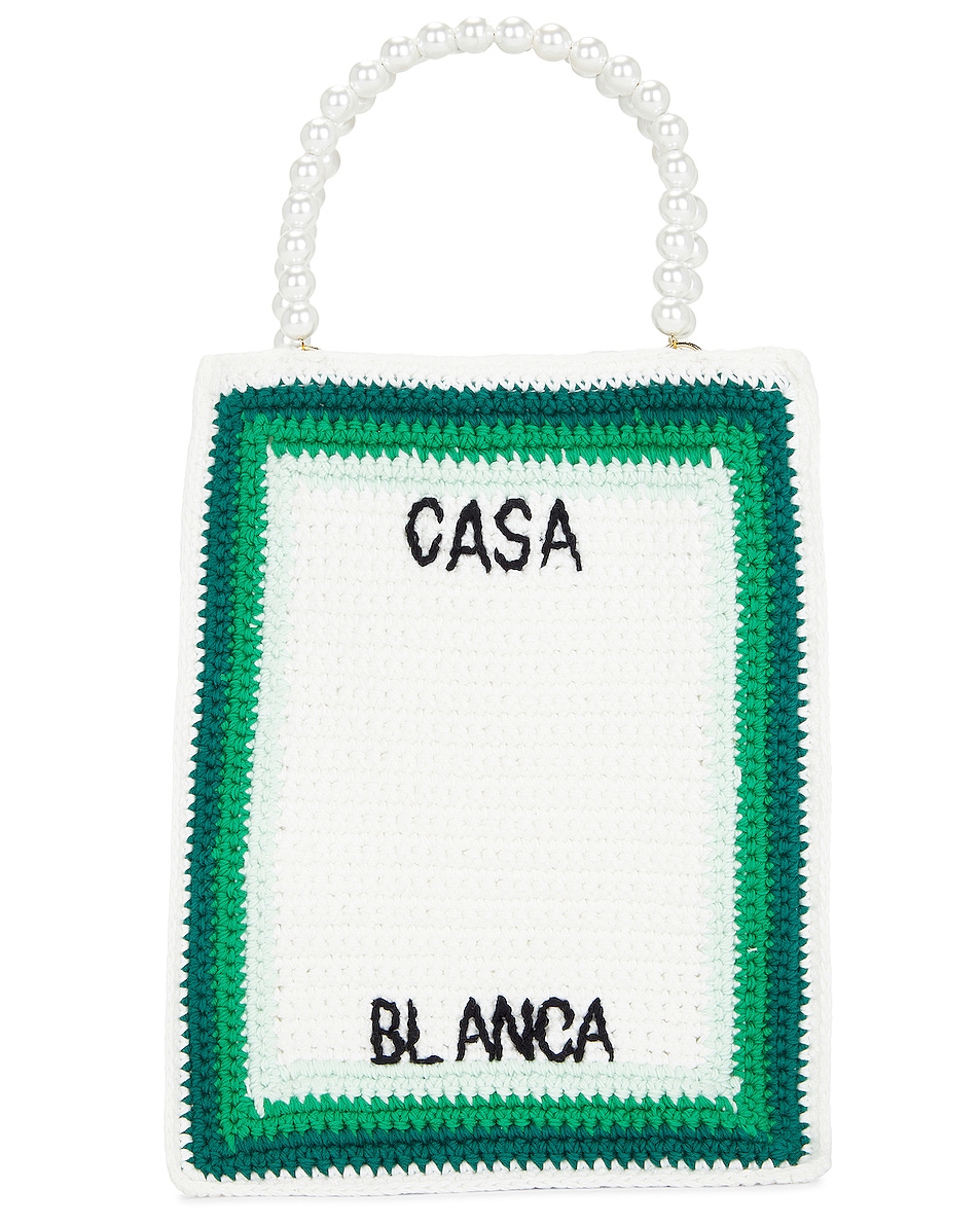Image 1 of Casablanca Cotton Mini Crochet Bag in Green & Multi