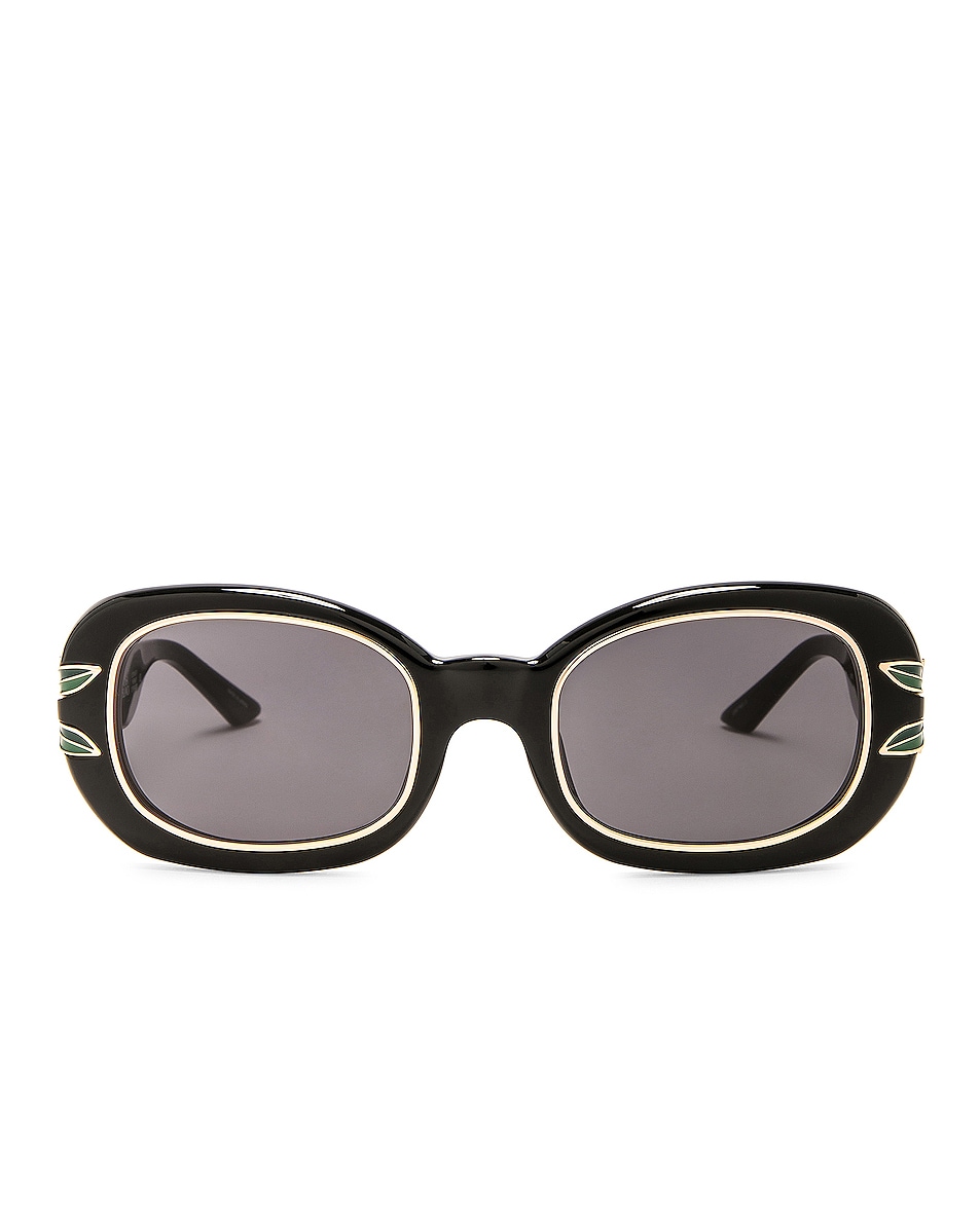 Image 1 of Casablanca Oval Laurel Sunglasses in Black, Gold, & Grey