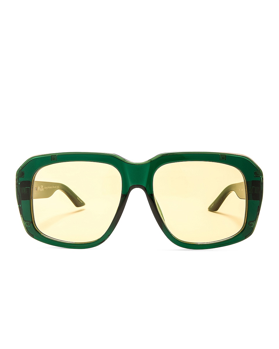 Image 1 of Casablanca Oversized Square Sunglasses in Dark Green, Red, & Gold