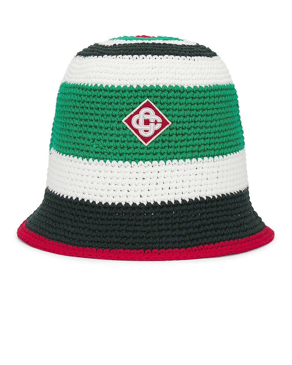 Image 1 of Casablanca Crochet Hat in Green & White