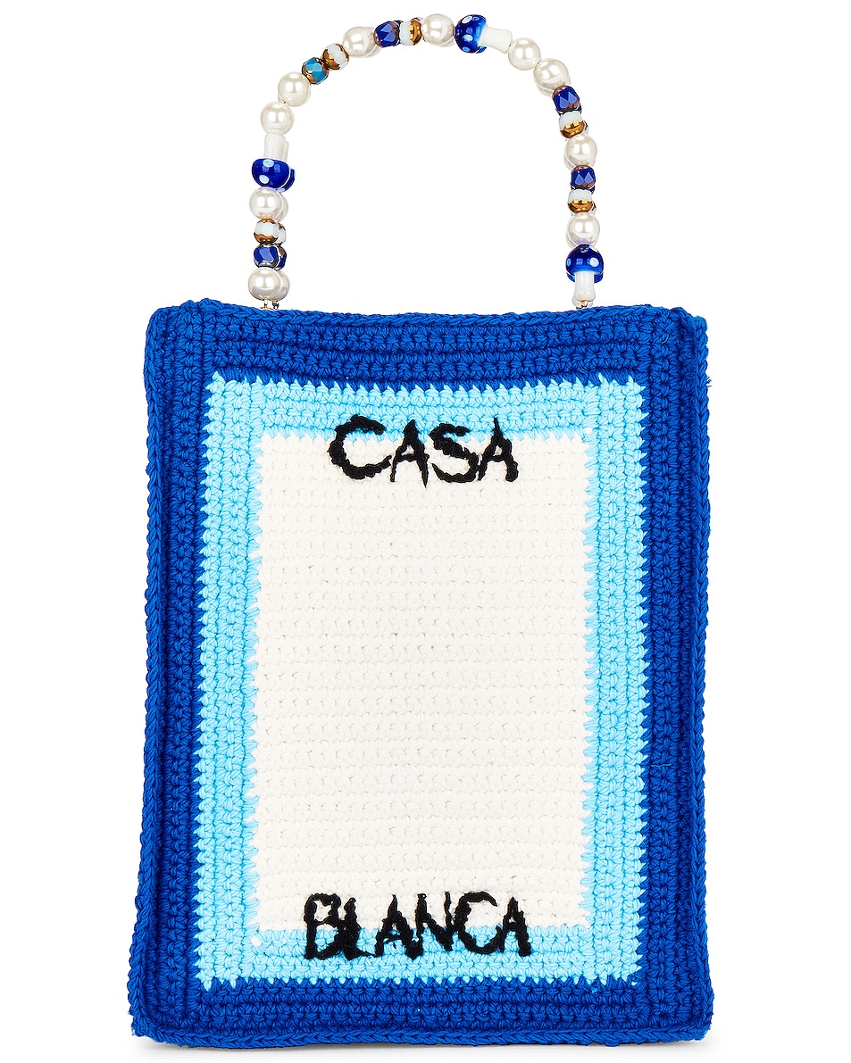 Image 1 of Casablanca Beaded Crochet Bag in Blue
